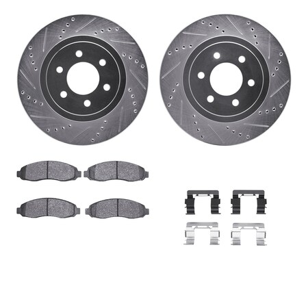 Dynamic Friction Co 7312-40086, Rotors-Drilled, Slotted-SLV w/3000 Series Ceramic Brake Pads incl. Hardware, Zinc Coat 7312-40086